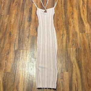 Weekend Stories Cream and Tan Maxi Dress